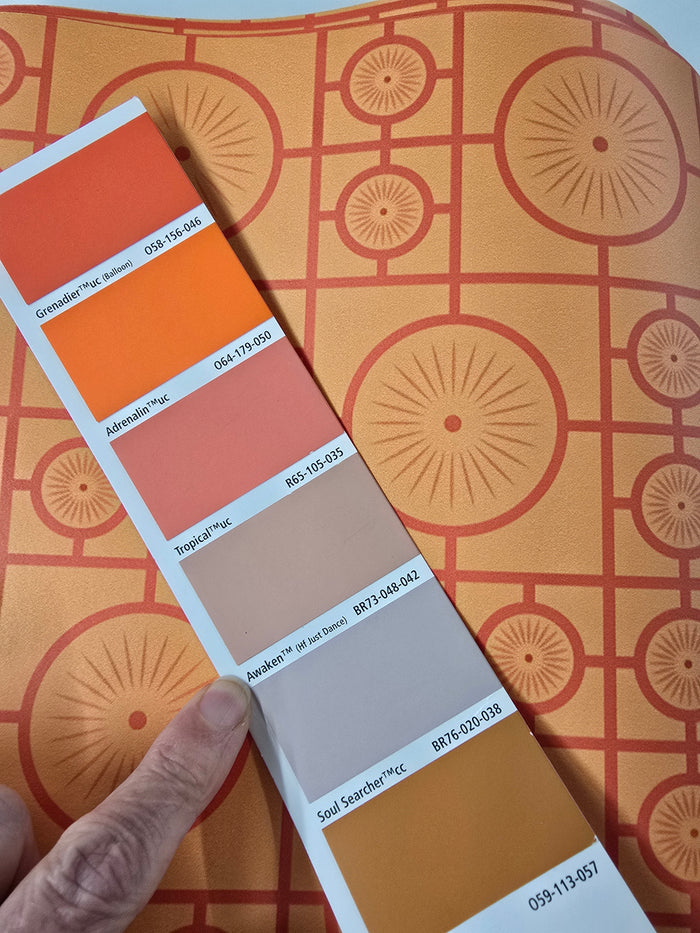 Retro Lino Wallpaper - Mandarin Orange