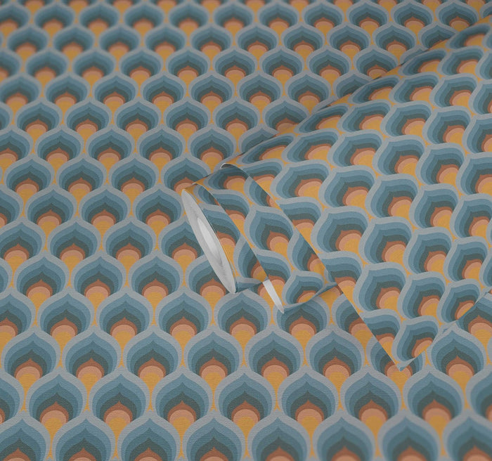 Retro Scales Wallpaper - Blue