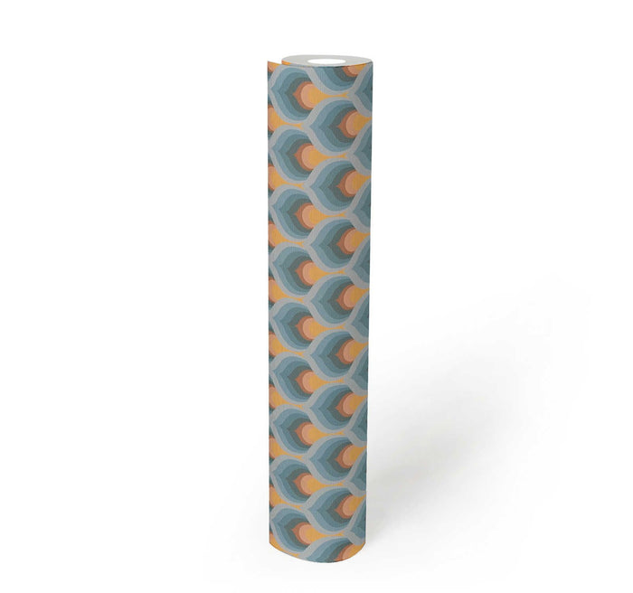 Retro Scales Wallpaper - Blue