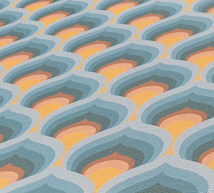 Retro Scales Wallpaper - Blue