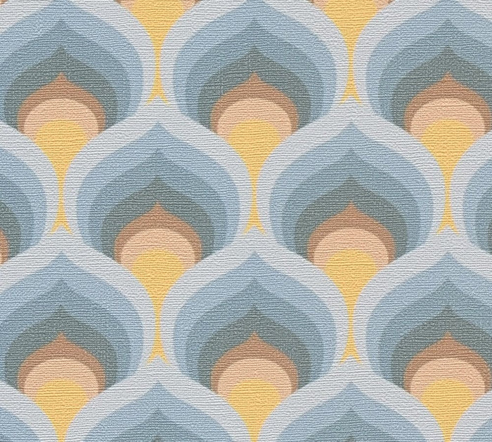 Retro Scales Wallpaper - Blue