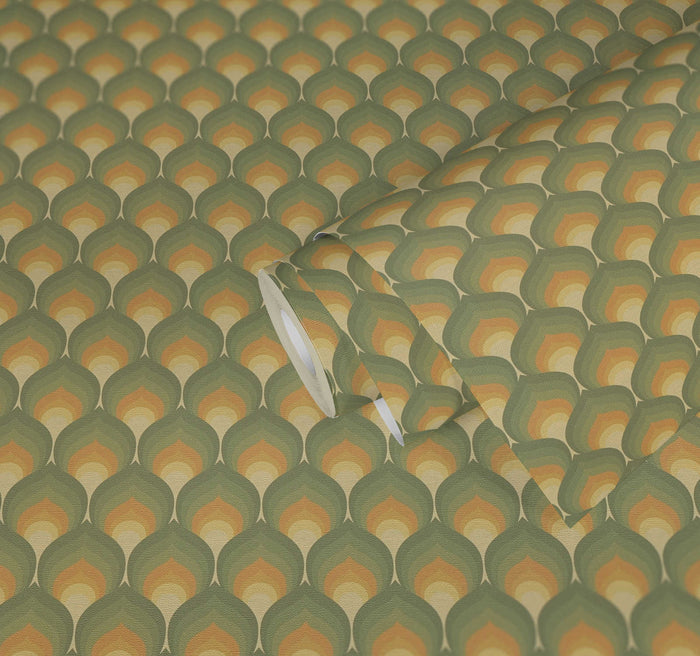 Retro Scales Wallpaper - Green