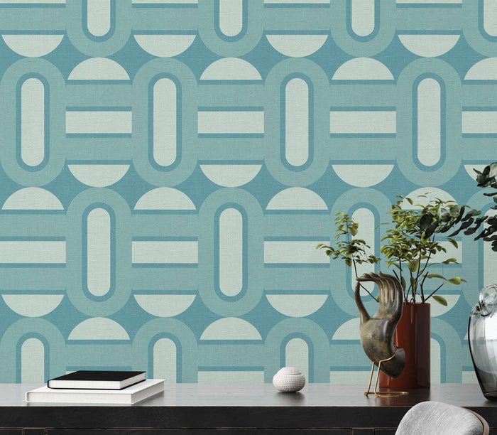 Retroholic Retro Wallpaper - Light Blue