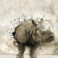 Rhino Breakthrough - Custom Sized Wallpaper Mural (per m2)