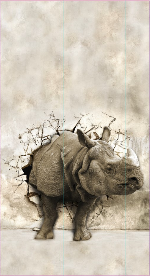 Rhino Breakthrough - Custom Sized Wallpaper Mural (per m2)