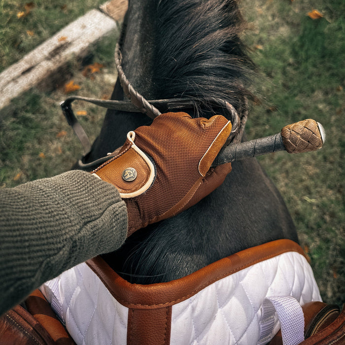 Riding Gloves, Ivory & Cognac