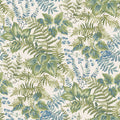 Cream and sky blue hand-painted leaf wallpaper — flat pattern detail, Rowan by The Inside