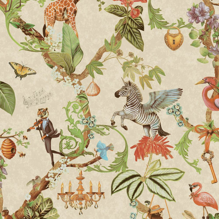 Safari Symphony – Whimsical Jungle Wallpaper – Beige