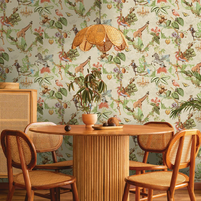 Safari Symphony – Whimsical Jungle Wallpaper – Beige
