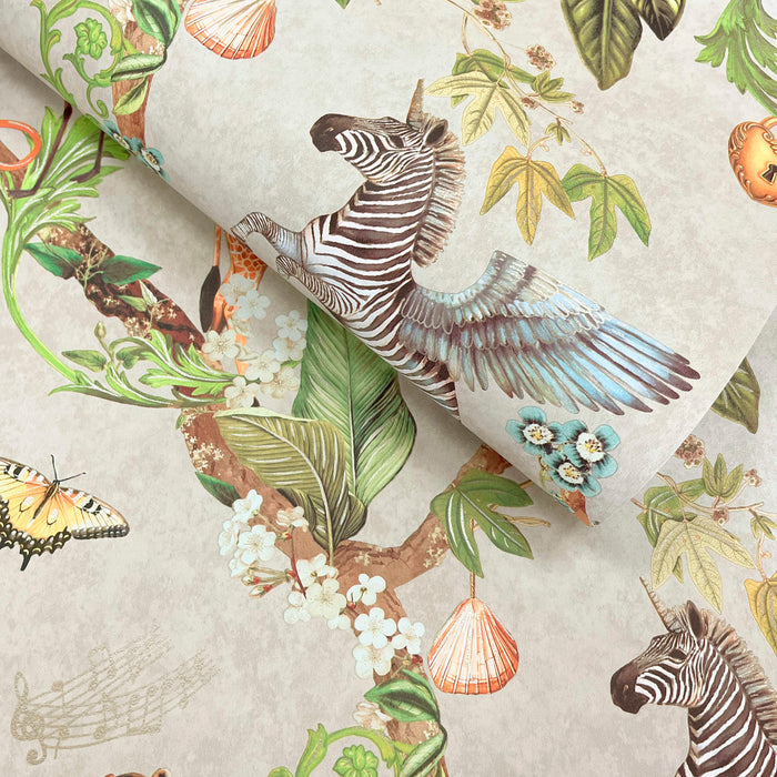 Safari Symphony – Whimsical Jungle Wallpaper – Beige