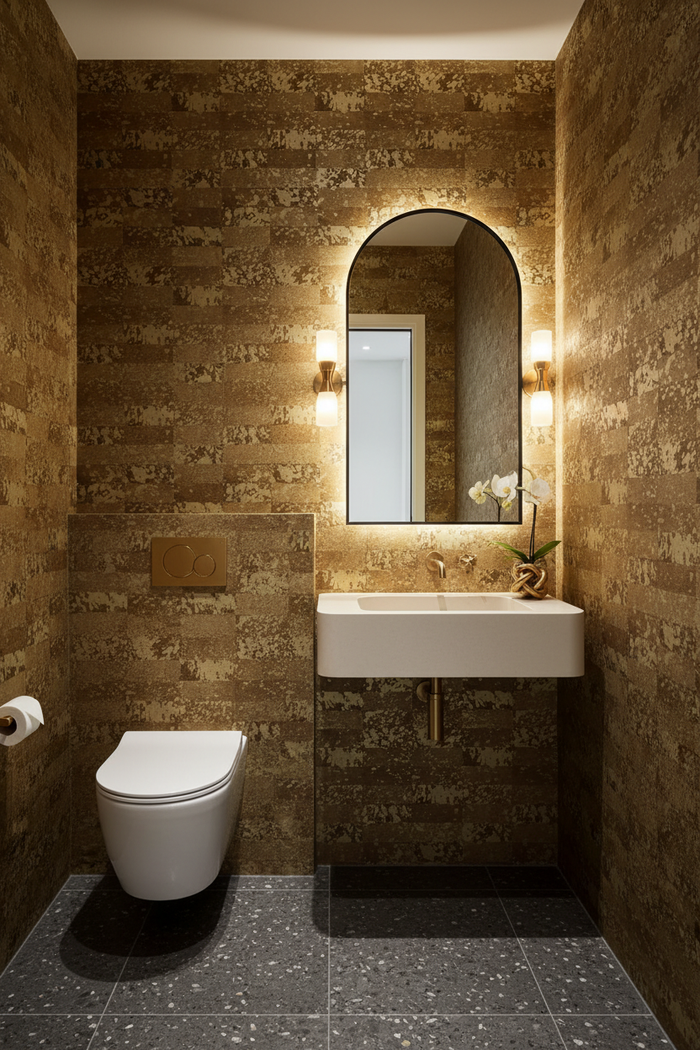 Saffiano Gold Metallic Powder Room