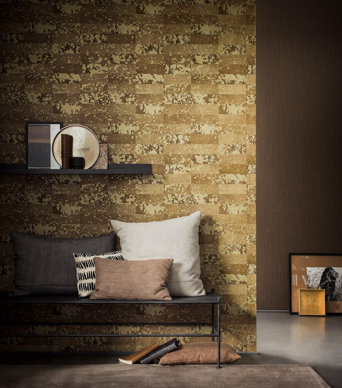 Saffiano Leather Vinyl Wallpaper - Gold Metallic