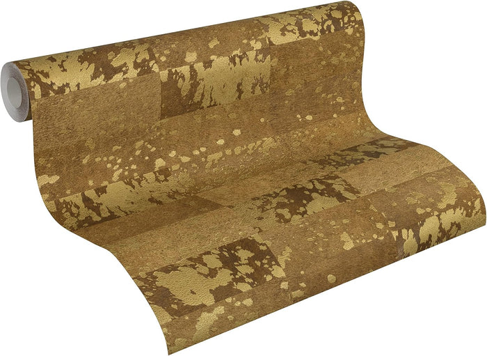 Saffiano Leather Vinyl Wallpaper - Gold Metallic