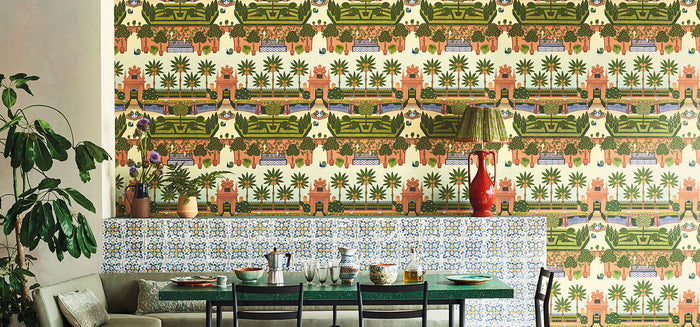 Sample - Alcazar Gardens Wallpaper - Terracotta Multi