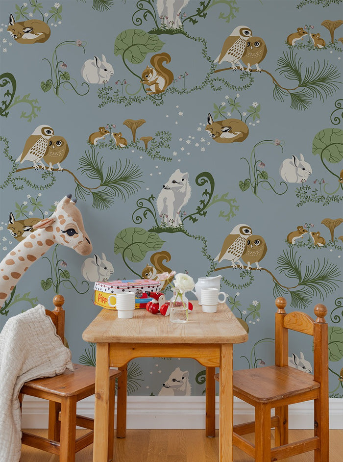 Sample - Alice - Custom Sized Wallpaper Mural (per m2) - Blue