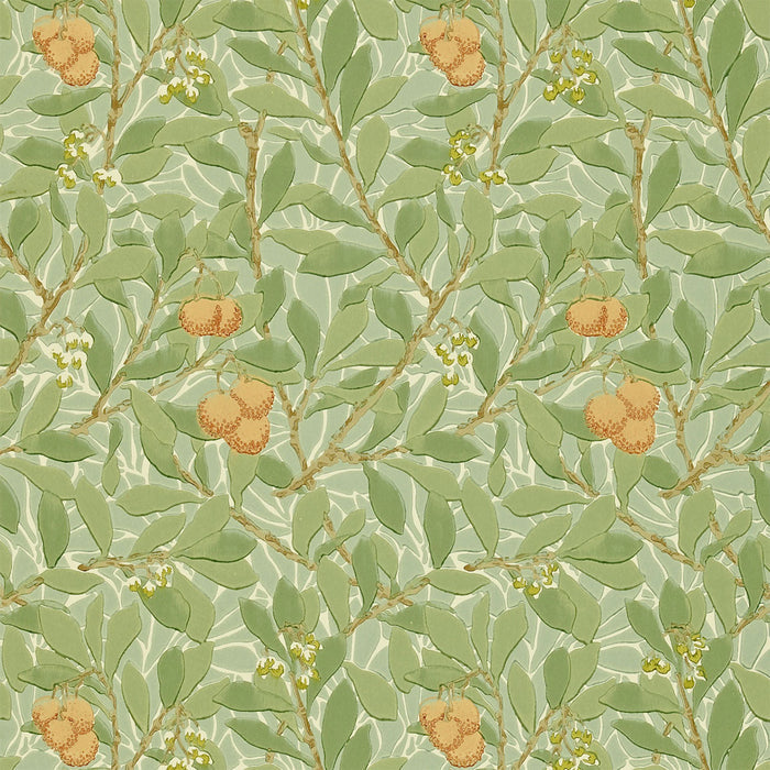 Sample - Arbutus by Morris Wallpaper - Green/Terracotta