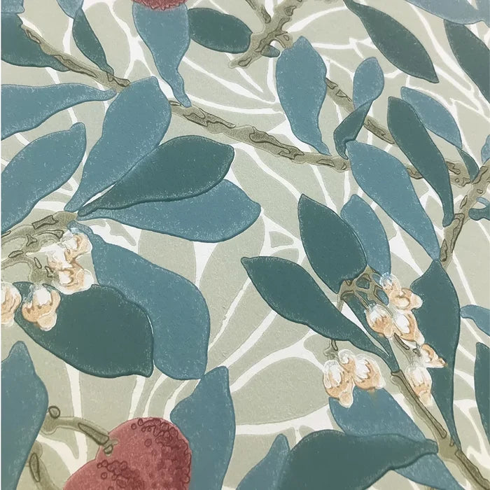 Sample - Arbutus by Morris Wallpaper - Woad/Russet
