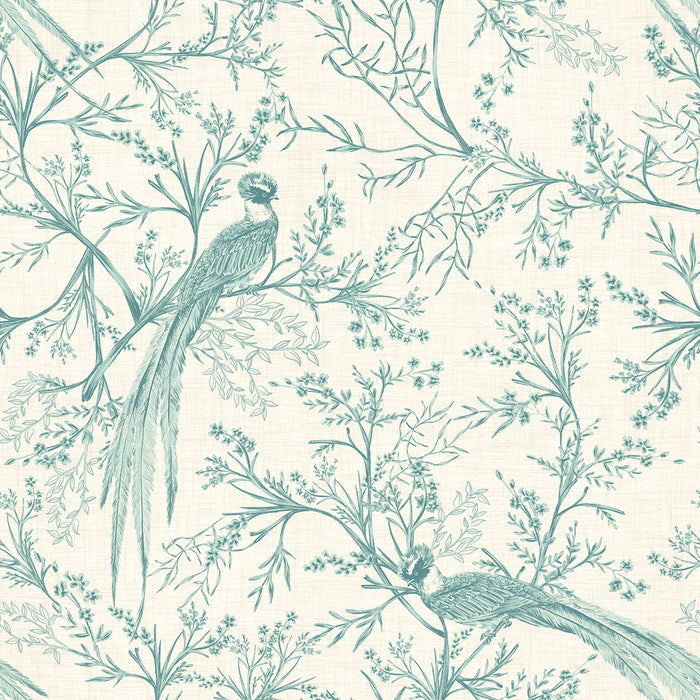 Sample - Bird Toile Wallpaper - Duckegg Blue