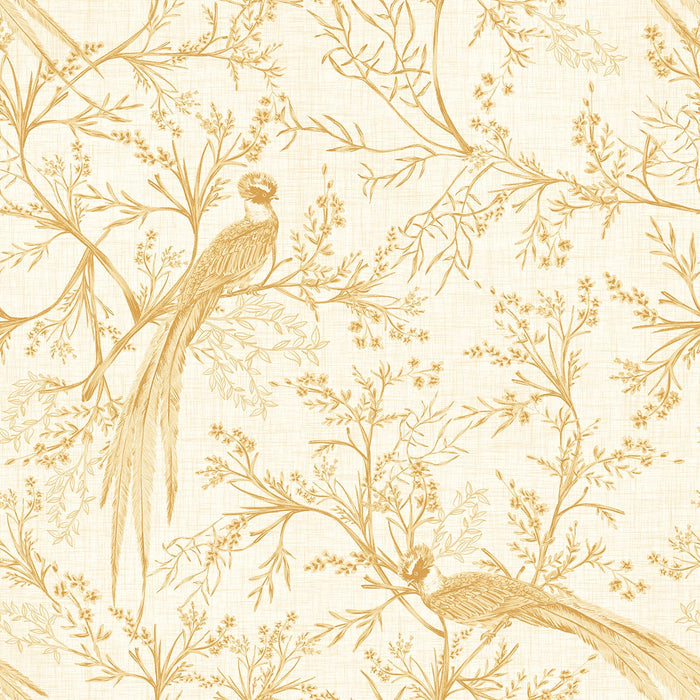 Sample - Bird Toile Wallpaper - Honey