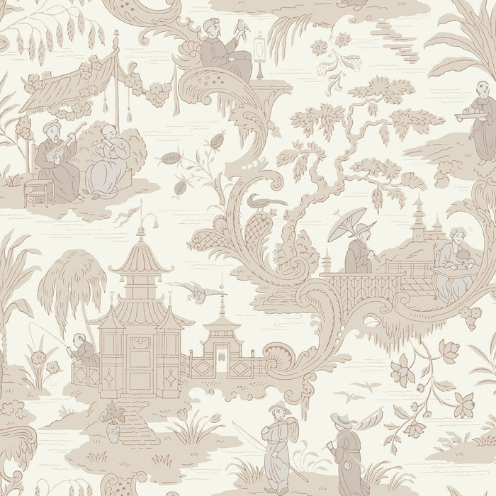 Sample - Chinese Toile Wallpaper - Parchment