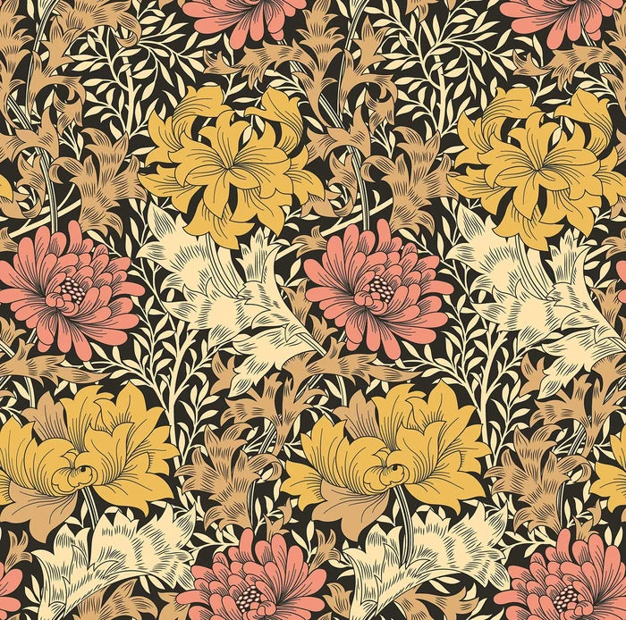 Sample - Chrysanthemum - Eden by Morris Wallpaper - Ginger
