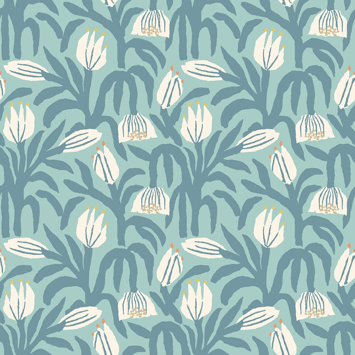 Sample - Chunky Flower Wallpaper - Denim