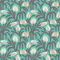 Sample - Chunky Flower Wallpaper - Teal Blue