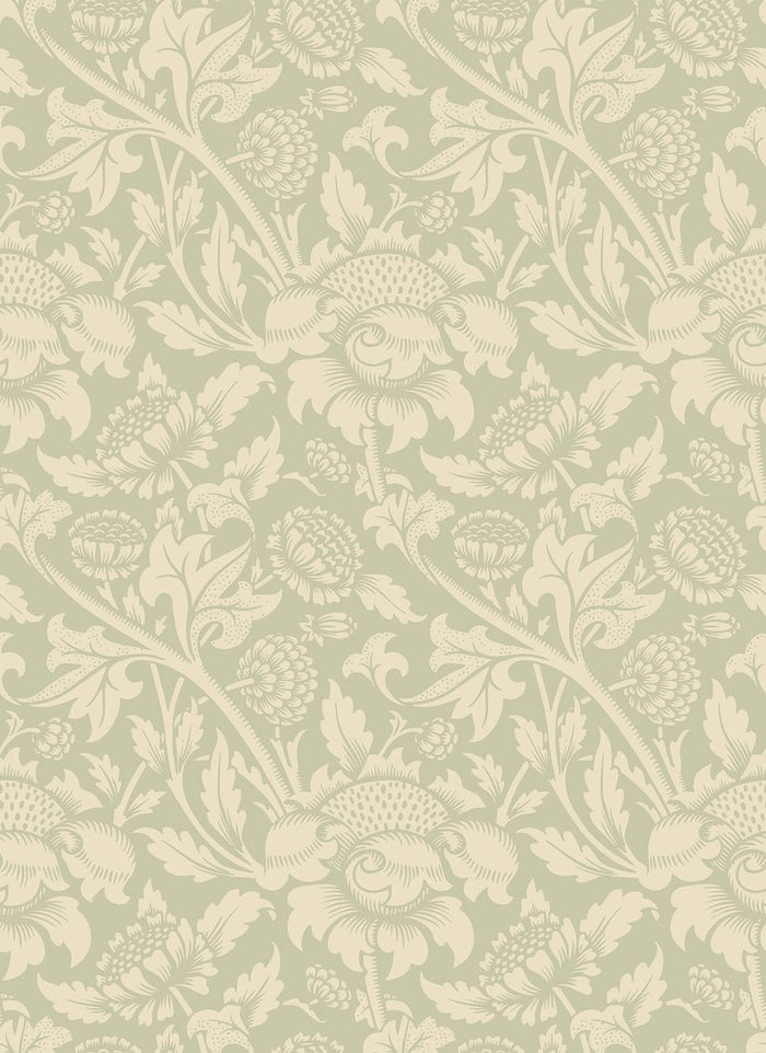Sample - Damask Trail Wallpaper - Bamboo