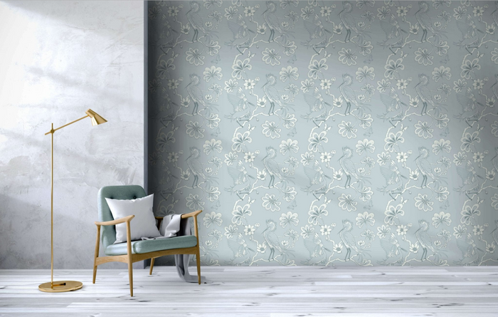 Sample - Egrets Florence Broadhurst Wallpaper - Frost