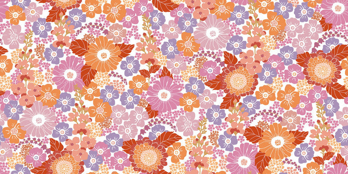 Sample - Flower Power - Custom Sized Wallpaper Mural (per m2) - Raspberry Mood