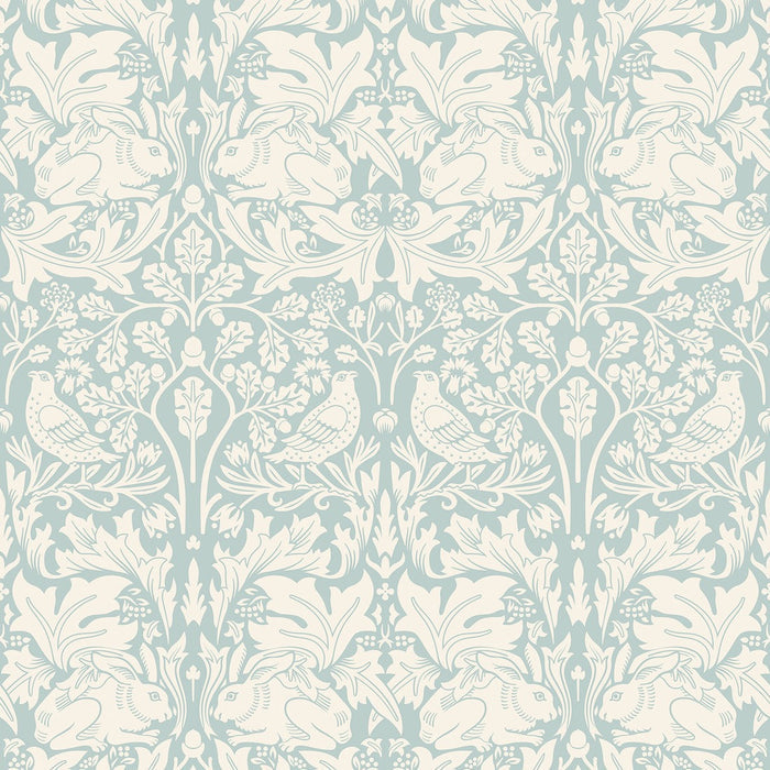 Sample - Forest Rabbit Wallpaper - Duck Egg Blue