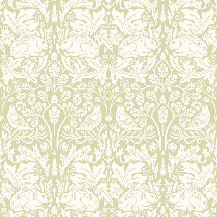 Sample - Forest Rabbit Wallpaper - Pale Green