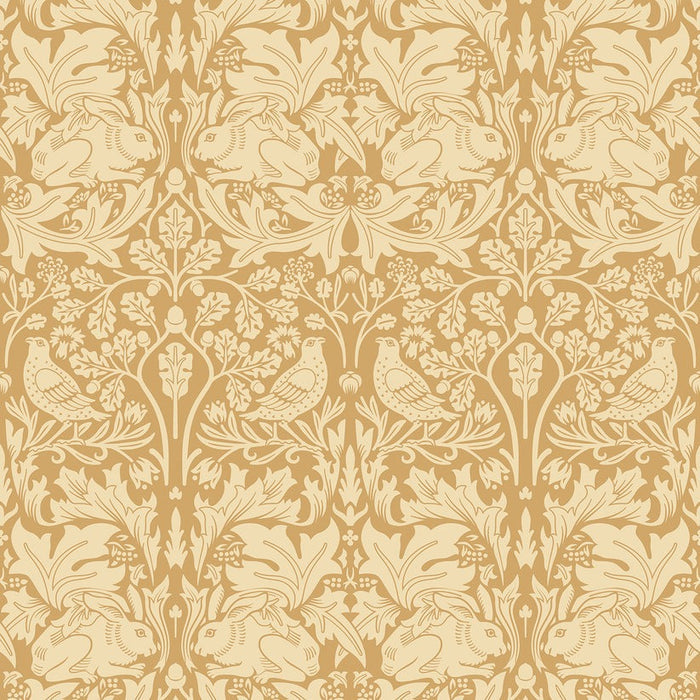 Sample - Forest Rabbit Wallpaper - Yellow Ochre