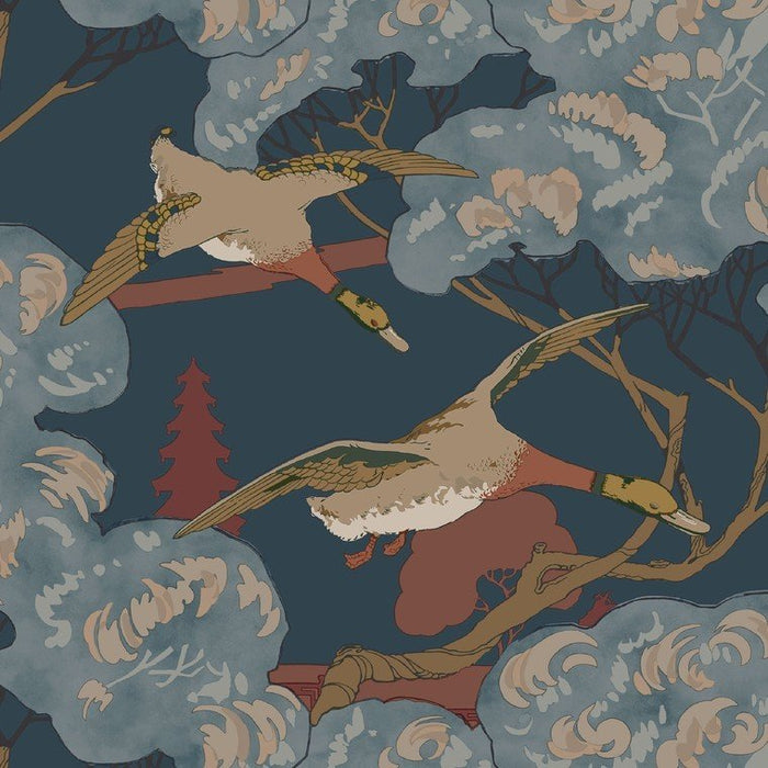 Sample - Grand Flying Ducks Wallpaper - Red Blue