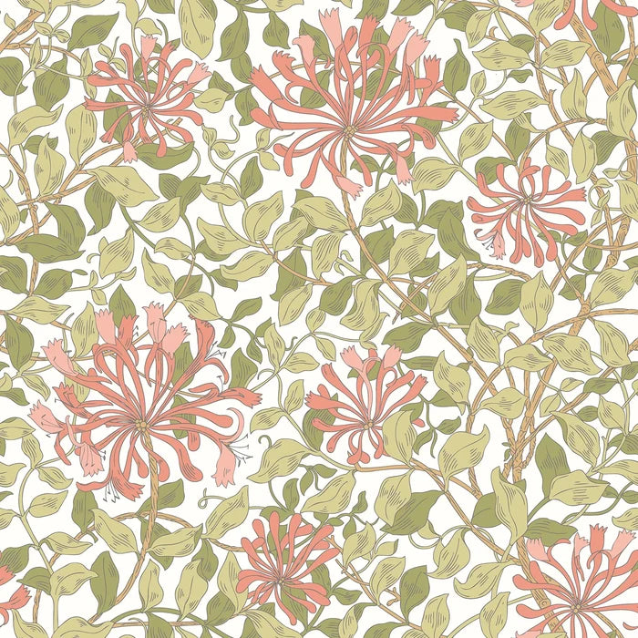 Sample - Honeysuckle Leaf Trail - Ohpopsi - Coral Pink