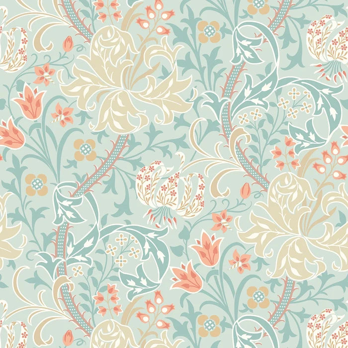 Sample - Lily Ogee Wallpaper - Ohpopsi - Duck Egg Blue