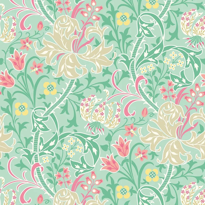 Sample - Lily Ogee Wallpaper - Ohpopsi - Mint Green