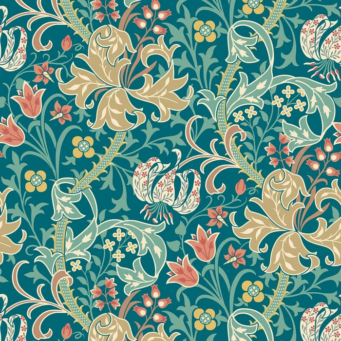 Sample - Lily Ogee Wallpaper - Ohpopsi - Teal