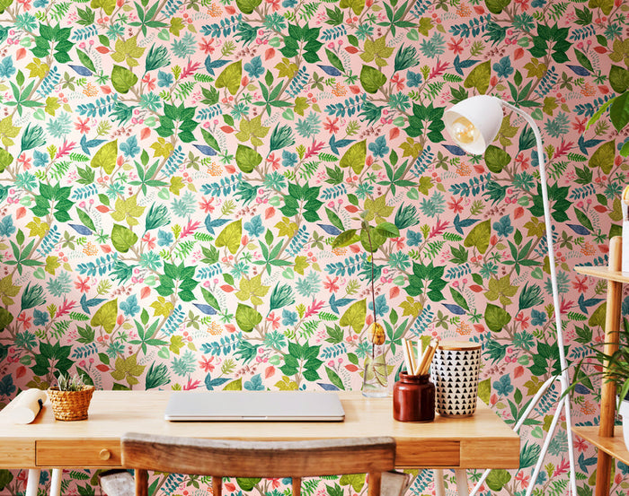 Sample - Lush Leaves Wallpaper - Ohpopsi - Watermelon