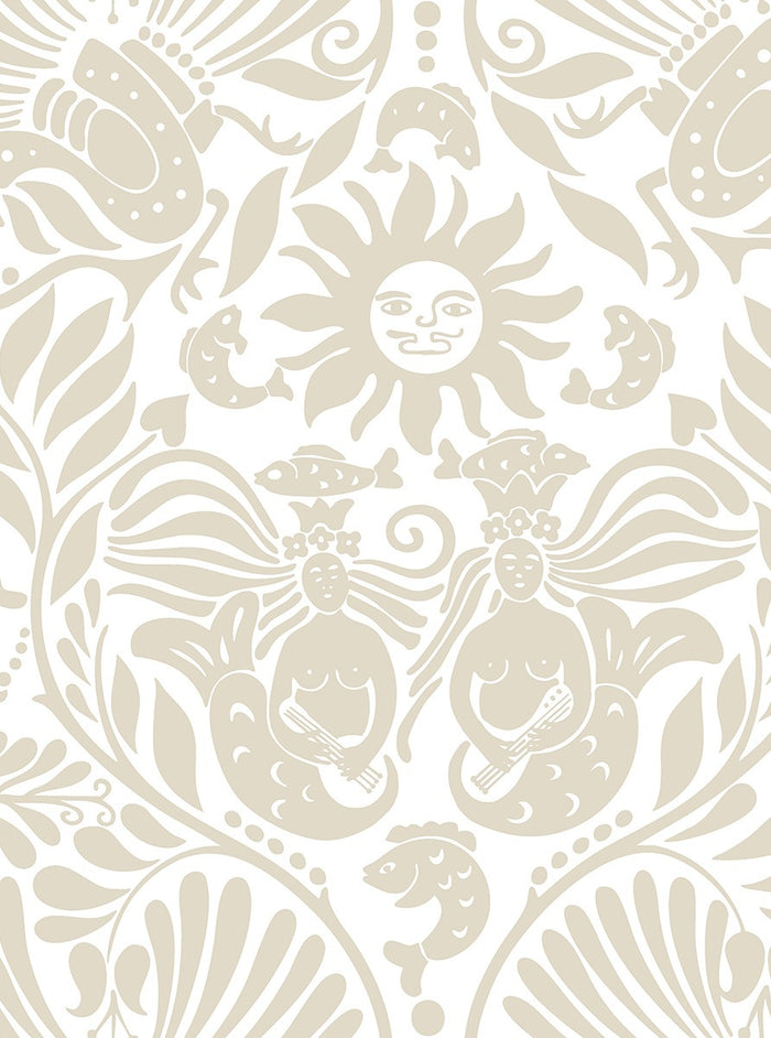 Sample - Mermaid Groove - Custom Sized Wallpaper Mural (per m2) - Beige