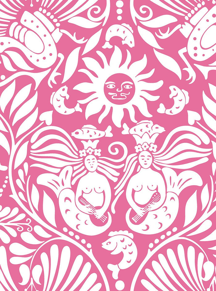 Sample - Mermaid Groove - Custom Sized Wallpaper Mural (per m2) - Pink