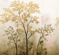Sample - Misty Morning Tree - Custom Sized Wallpaper Mural (per m2) - Beige Yellow