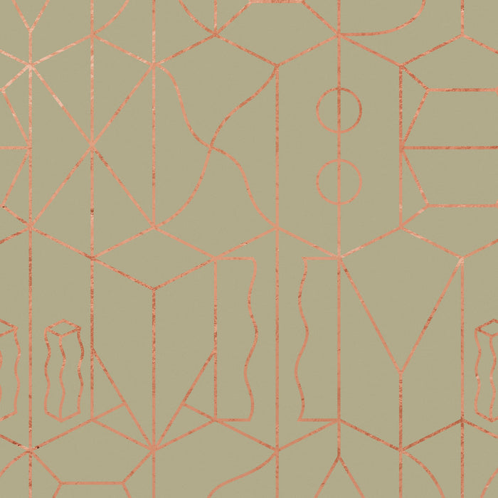Sample - Never Ending Foil by Suzan Hijink Wallpaper - Copper Green