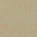 Sample - Never Ending Foil by Suzan Hijink Wallpaper - Copper Green
