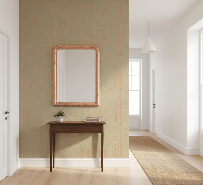 Sample - Never Ending Foil by Suzan Hijink Wallpaper - Copper Green