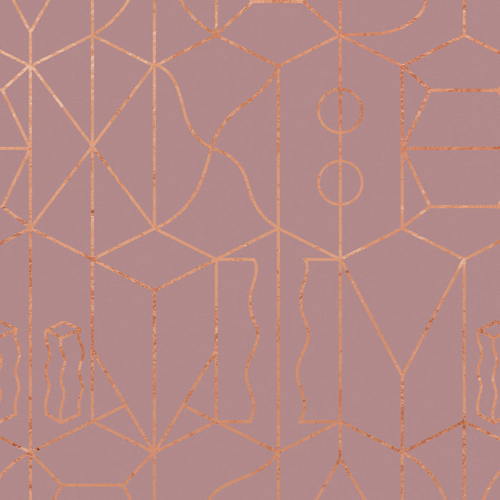 Sample - Never Ending Foil by Suzan Hijink Wallpaper - Copper Pink