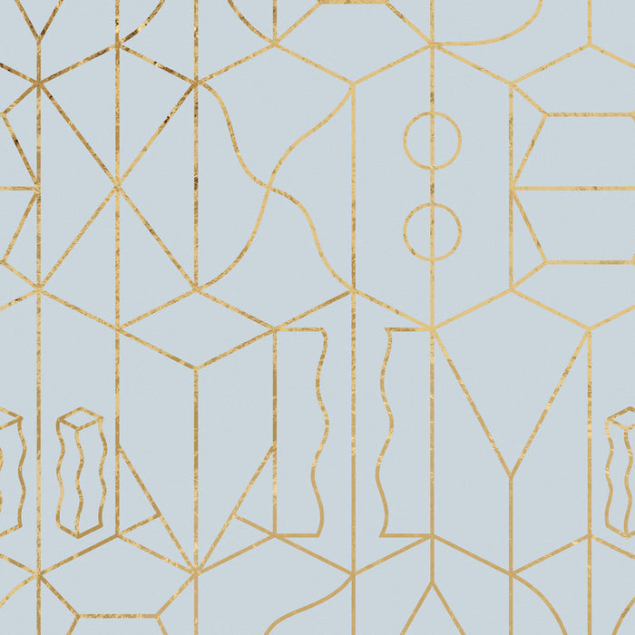 Sample - Never Ending Foil by Suzan Hijink Wallpaper - Gold Blue