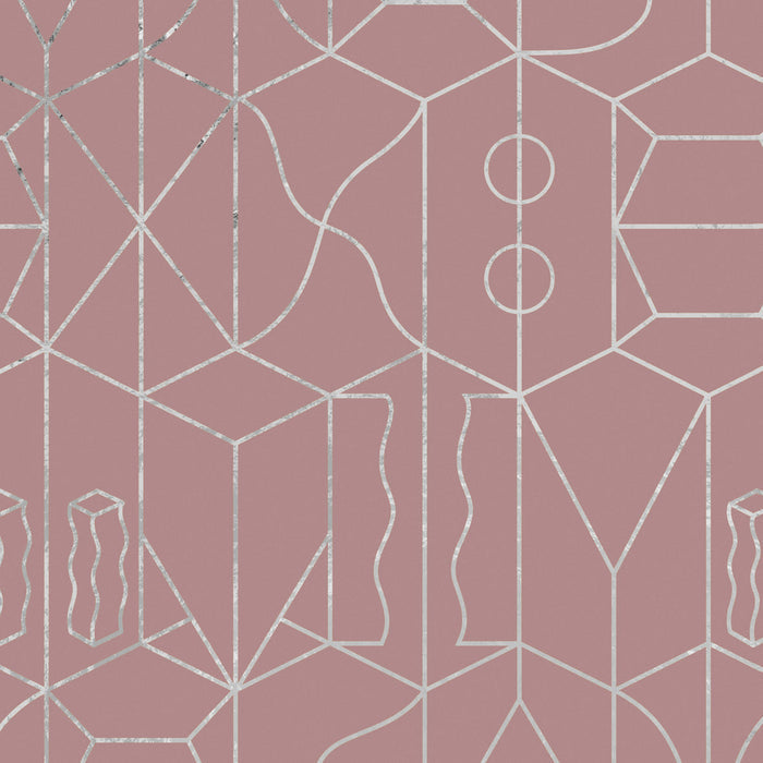 Sample - Never Ending Foil by Suzan Hijink Wallpaper - Silver Pink