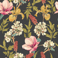 Sample - Orchid Bloom Wallpaper - Ebony & Raspberry