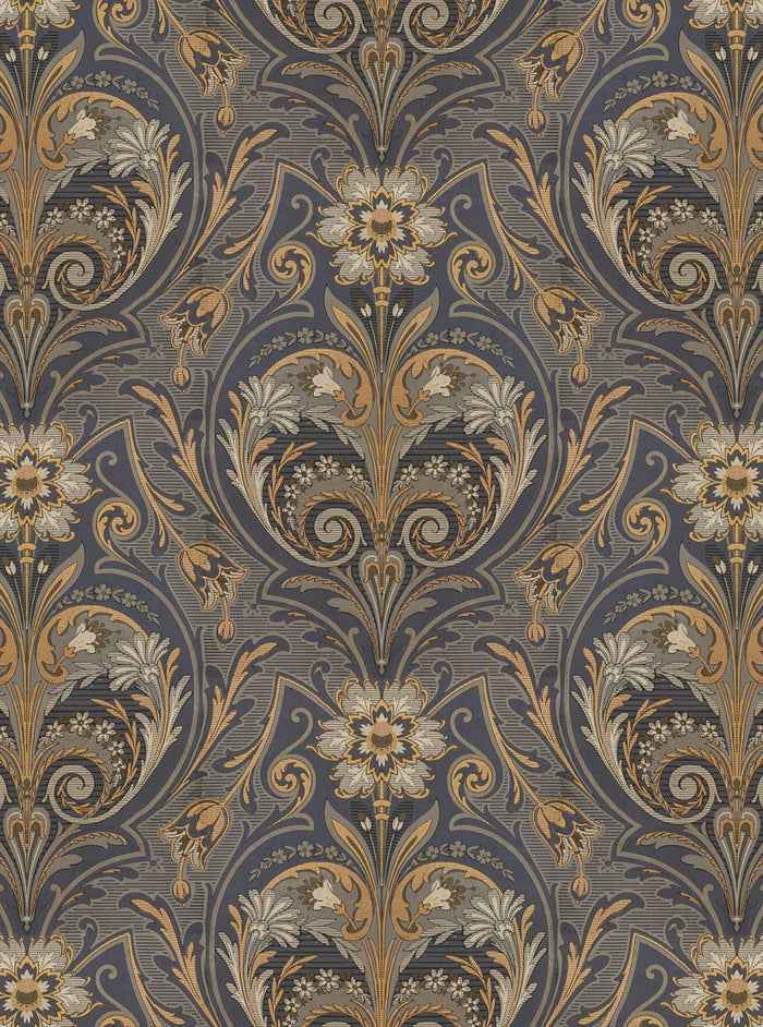 Sample - Oscar Antique Medallion - Custom Sized Wallpaper Mural (per m2) - Blue